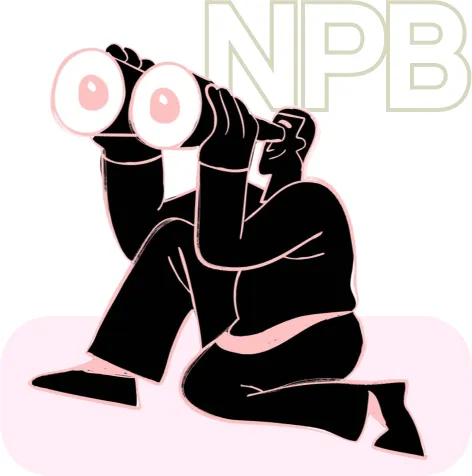 Ilustración de una persona mirando con binoculares, buscando su nombre en Google